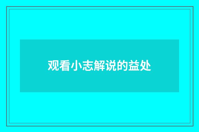 观看小志解说的益处