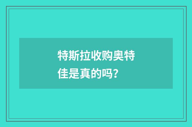 特斯拉收购奥特佳是真的吗?