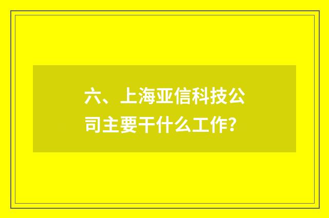 六、上海亚信科技公司主要干什么工作？