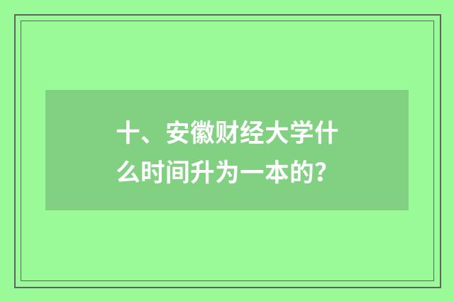 十、安徽财经大学什么时间升为一本的？