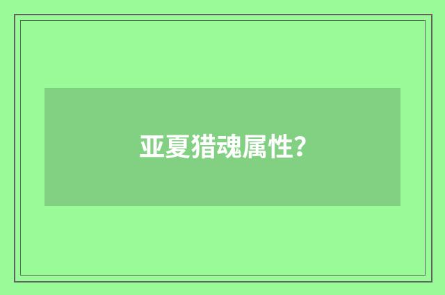 亚夏猎魂属性?