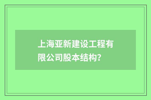 上海亚新建设工程有限公司股本结构？