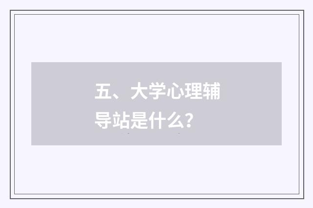 五、大学心理辅导站是什么？