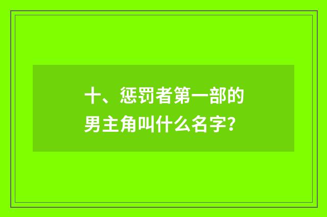 十、惩罚者第一部的男主角叫什么名字？