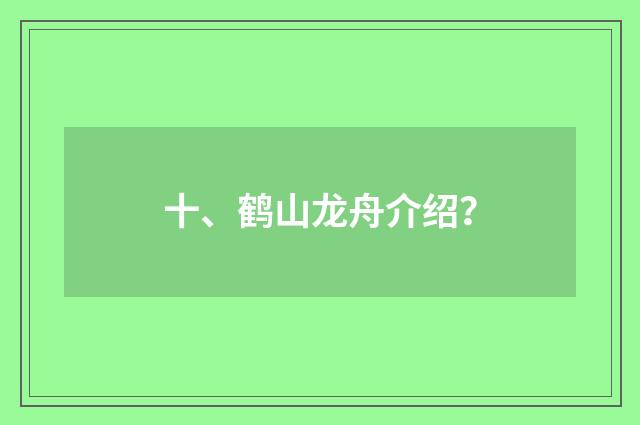 十、鹤山龙舟介绍?