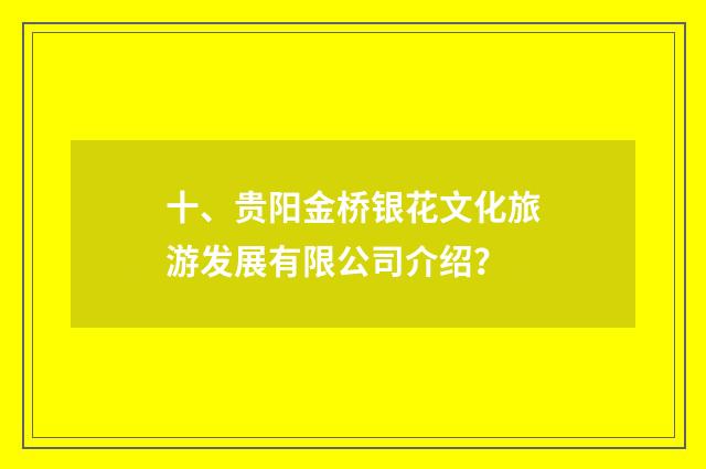 十、贵阳金桥银花文化旅游发展有限公司介绍？