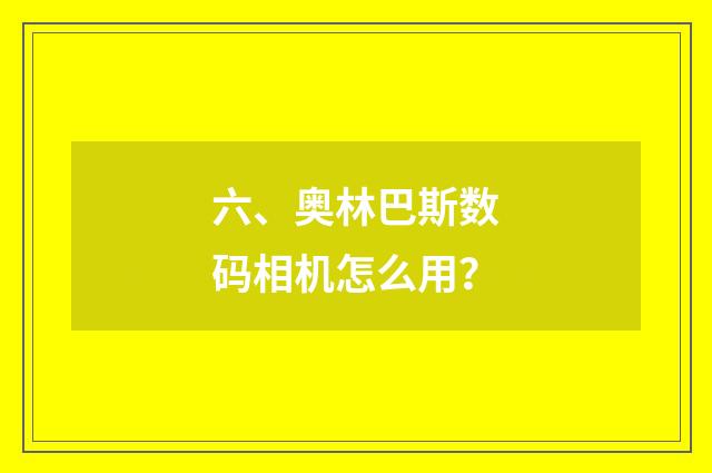六、奥林巴斯数码相机怎么用？
