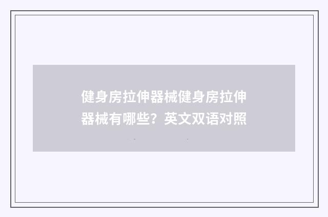 健身房拉伸器械健身房拉伸器械有哪些？英文双语对照