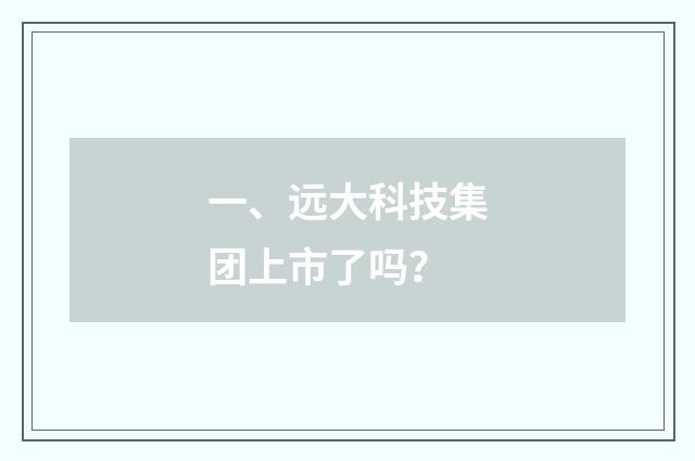 一、远大科技集团上市了吗?