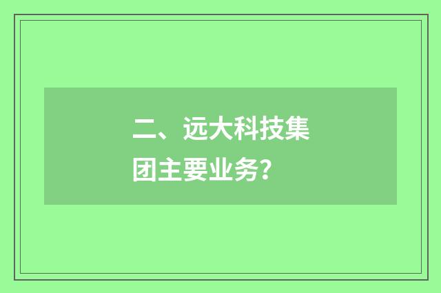 二、远大科技集团主要业务？