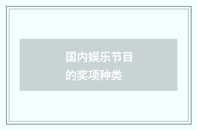 国内娱乐节目的奖项种类