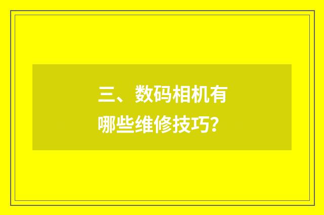 三、数码相机有哪些维修技巧？
