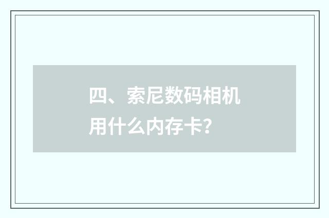四、索尼数码相机用什么内存卡?