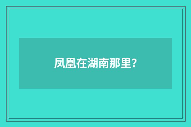 凤凰在湖南那里?