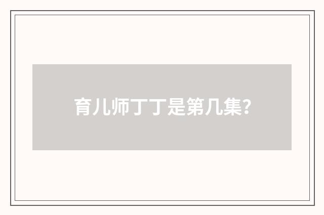 育儿师丁丁是第几集？