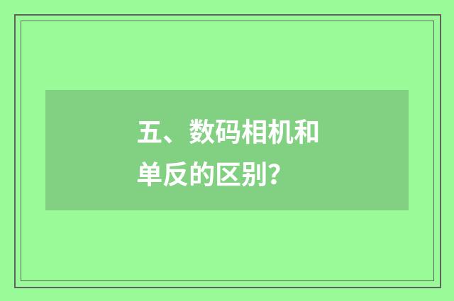 五、数码相机和单反的区别？