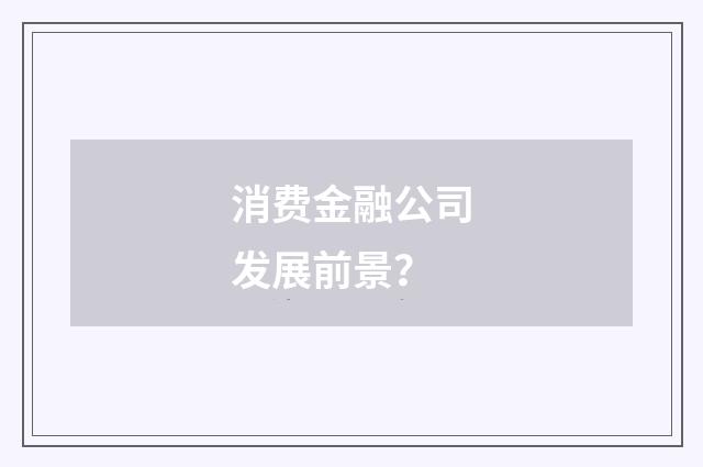 消费金融公司发展前景？