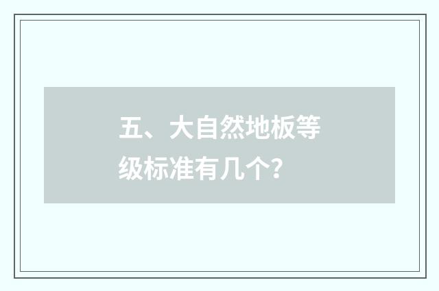 五、大自然地板等级标准有几个？