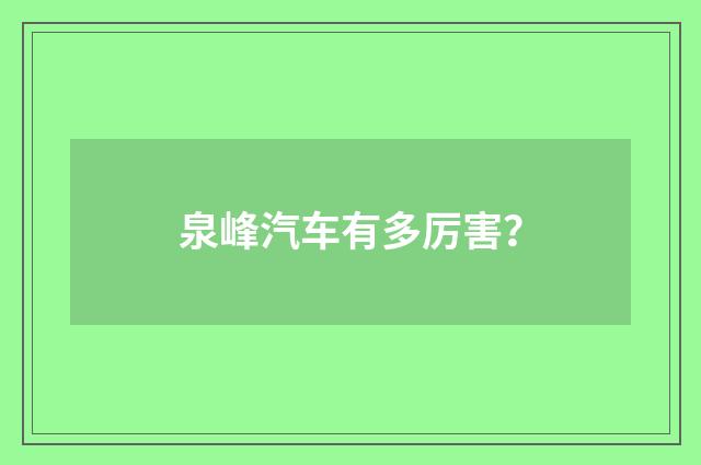 泉峰汽车有多厉害？