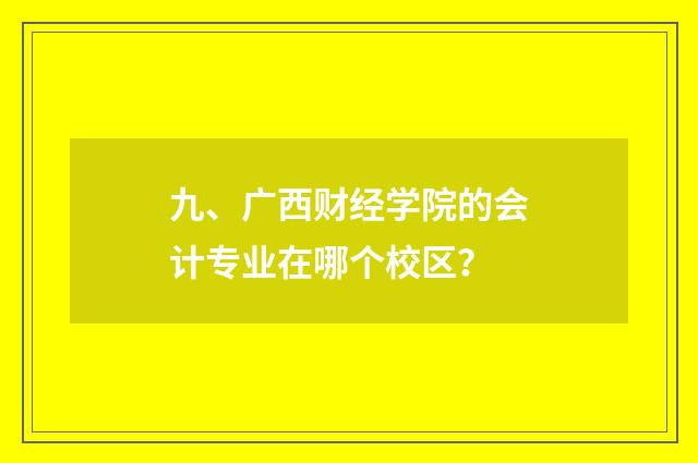九、广西财经学院的会计专业在哪个校区？