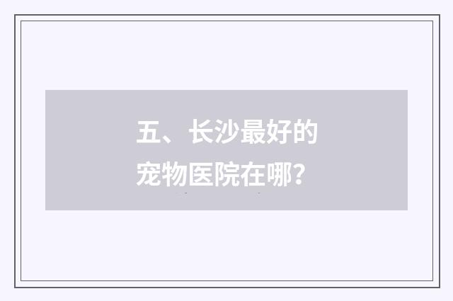 五、长沙最好的宠物医院在哪？