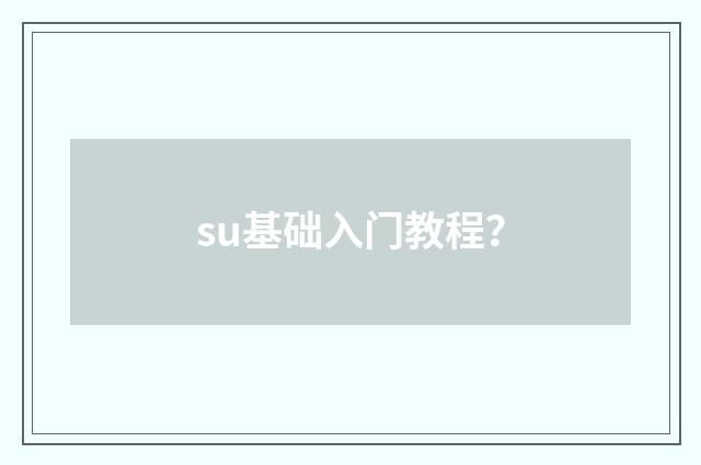 su基础入门教程？