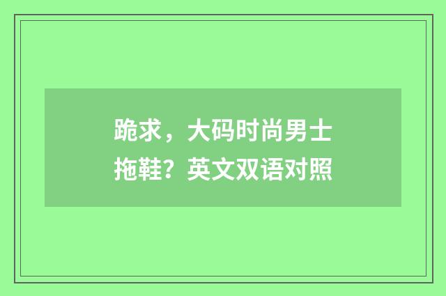 跪求,大码时尚男士拖鞋?英文双语对照