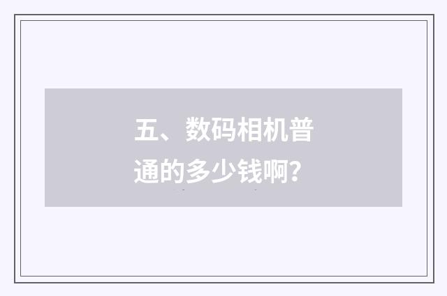 五、数码相机普通的多少钱啊？