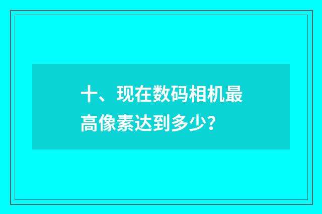 十、现在数码相机最高像素达到多少？