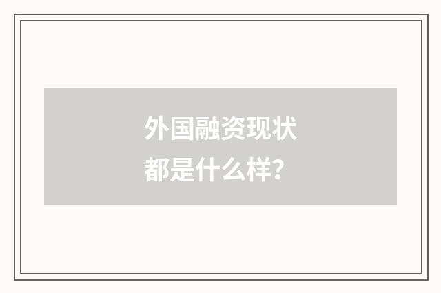 外国融资现状都是什么样？