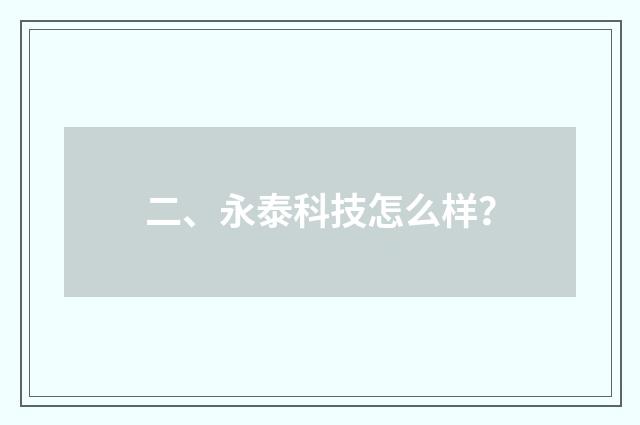 二、永泰科技怎么样？