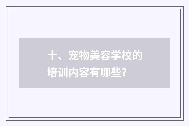 十、宠物美容学校的培训内容有哪些？