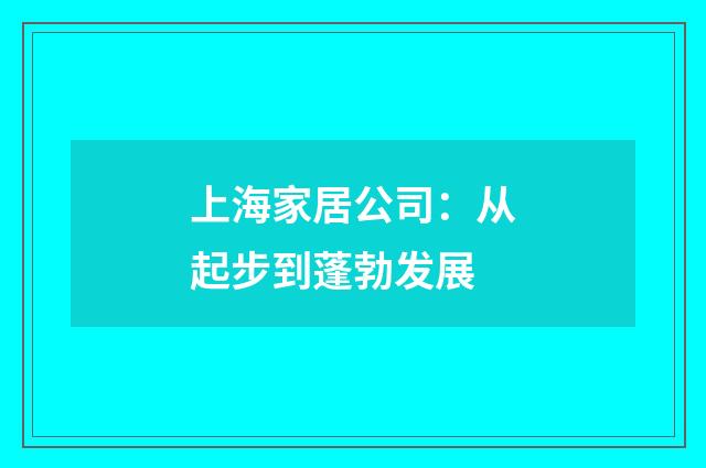 上海家居公司：从起步到蓬勃发展