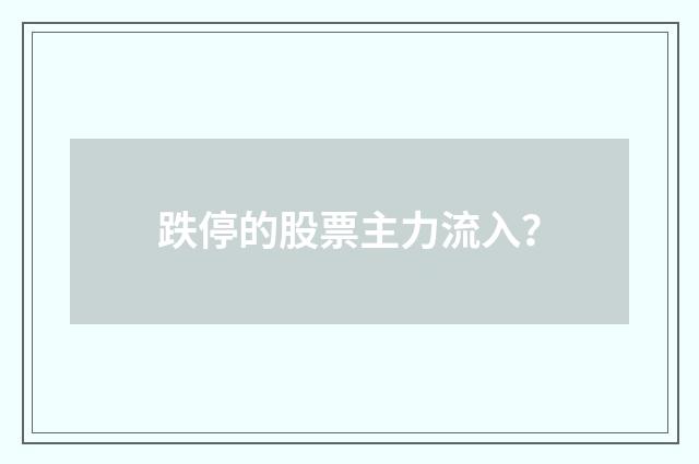 跌停的股票主力流入？
