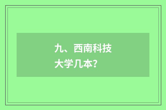 九、西南科技大学几本？
