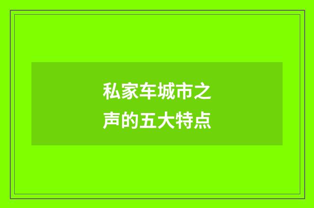 私家车城市之声的五大特点