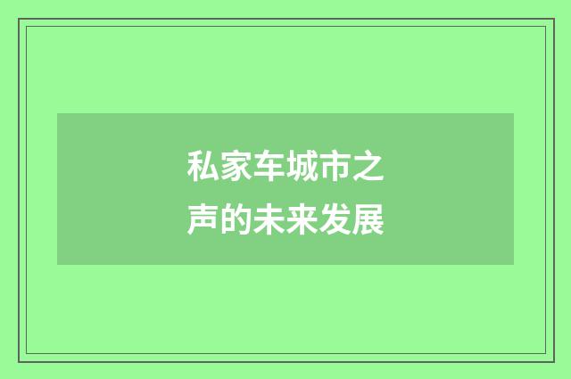 私家车城市之声的未来发展