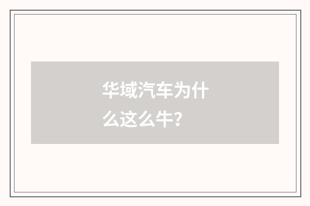 华域汽车为什么这么牛？