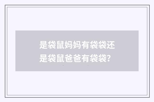 是袋鼠妈妈有袋袋还是袋鼠爸爸有袋袋?