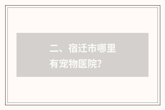 二、宿迁市哪里有宠物医院？