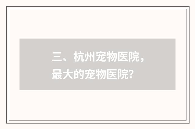 三、杭州宠物医院，最大的宠物医院？