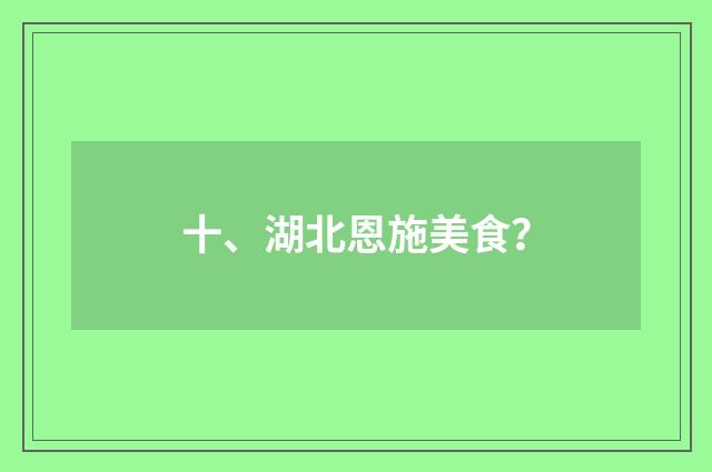 十、湖北恩施美食？