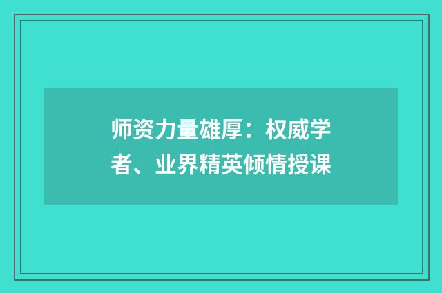 师资力量雄厚：权威学者、业界精英倾情授课