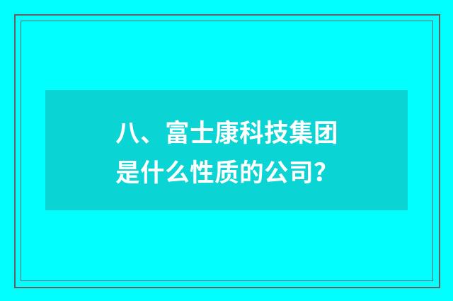 八、富士康科技集团是什么性质的公司？