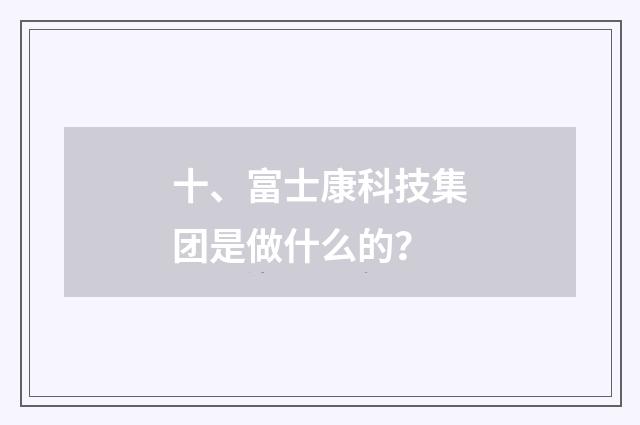 十、富士康科技集团是做什么的？