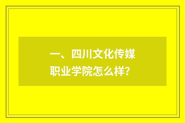 一、四川文化传媒职业学院怎么样？