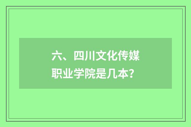 六、四川文化传媒职业学院是几本？