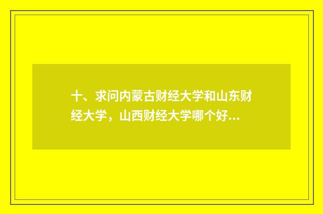 十、求问内蒙古财经大学和山东财经大学，山西财经大学哪个好呢？