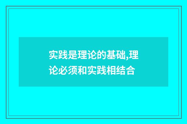 实践是理论的基础,理论必须和实践相结合