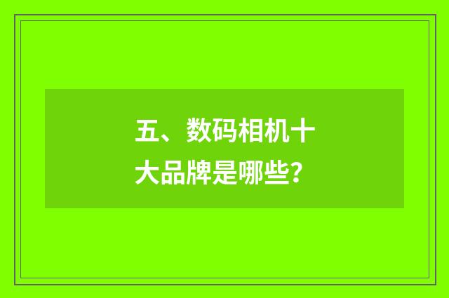 五、数码相机十大品牌是哪些？